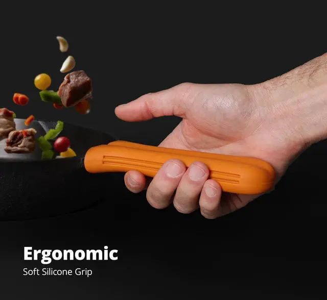 Alt view image 5 of 7 - Silicone Handle Cover Designed for Greater Goods Cast Iron Skillet and Griddle, Pumpkin Orange