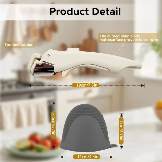 Alt view image 2 of 7 - Removable Pot Handle with Silicone Mitts, Detachable Pan Handles, Universal Pan Replacement Handles for Pots and Pans