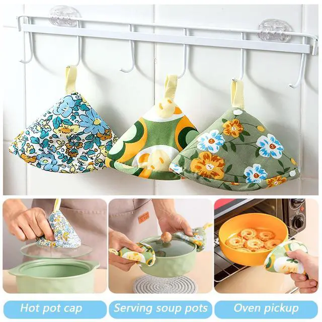 Alt view image 5 of 6 - 3 PCS Hot Pot Lid Handle Oven Mitt Cast Iron Handle Cover Heat Resistant Casserole Pot Lid Knob Cover Hand Protector Knob Grabber Holder for Kitchen Baking Cookware