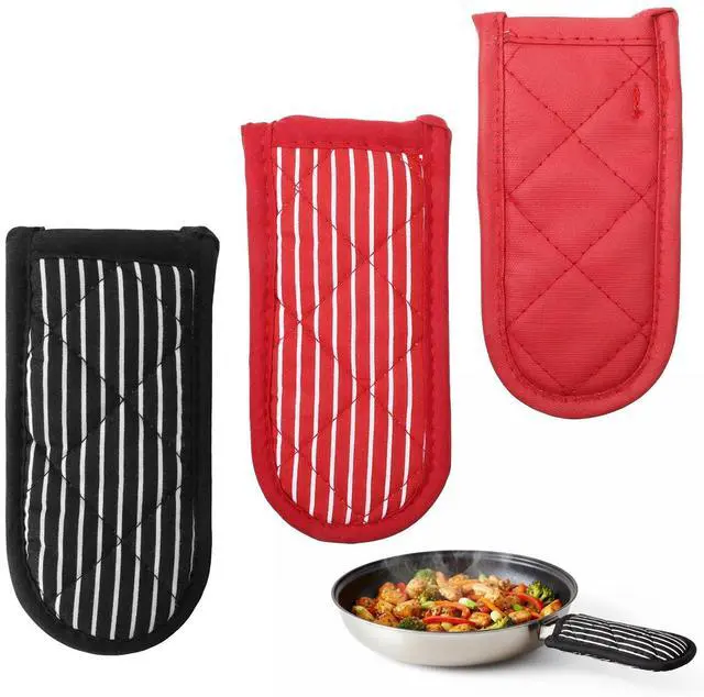 Main image of 3 PCS Cast Iron Handle Covers, Pot Handle Covers Heat Resistant Cotton Pan Reusable Non-Slip Pot Holders Sleeves Mitt for Skillet Kitchen Cooking Baking Supplies