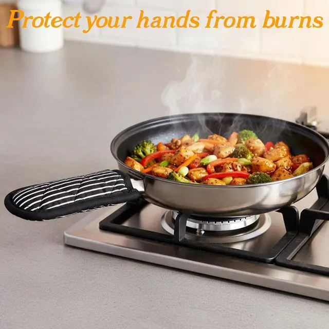 Alt view image 4 of 7 - 3 PCS Cast Iron Handle Covers, Pot Handle Covers Heat Resistant Cotton Pan Reusable Non-Slip Pot Holders Sleeves Mitt for Skillet Kitchen Cooking Baking Supplies