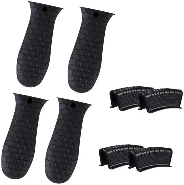 Main image of Pcs Silicone Pot Handle Covers Set, Heat Resistant Cast Iron Handle Sleeves - Non Slip Pan Handle Holder for Frying Pan, Pots, Kitchen Cookware (Black)