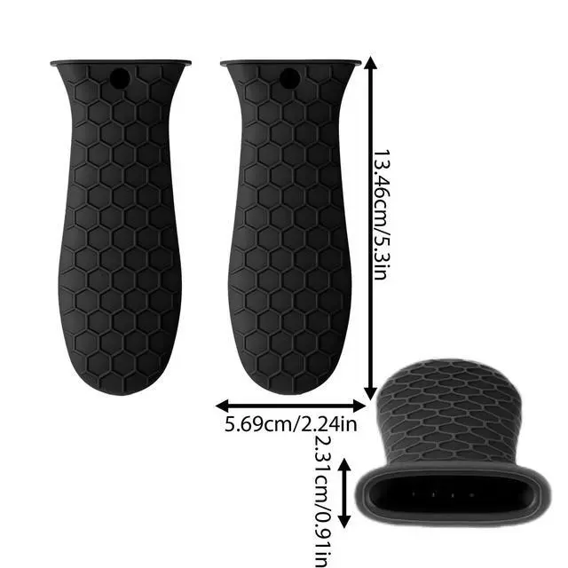 Alt view image 3 of 7 - 2-Pack Heavy-Duty Silicone Handle Covers for Cast Iron Skillets, Extra Thick Heat-Resistant Pot Holder Sleeves with Non-Slip Grip for Frying Pans, Cookware (Black)