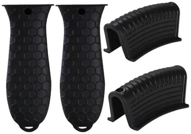 Main image of Pack Silicone Cast Iron Skillet Handle Covers,Non-Slip Hot Handle Holder Cover,Heat Resistant Assist Pan Handle Sleeve for Cast Iron Skillet Metal Pan,Black