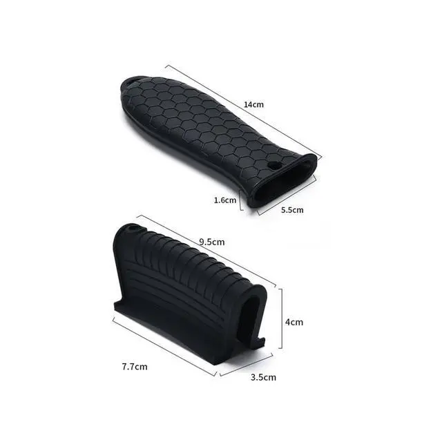 Alt view image 2 of 6 - Pack Silicone Cast Iron Skillet Handle Covers,Non-Slip Hot Handle Holder Cover,Heat Resistant Assist Pan Handle Sleeve for Cast Iron Skillet Metal Pan,Black