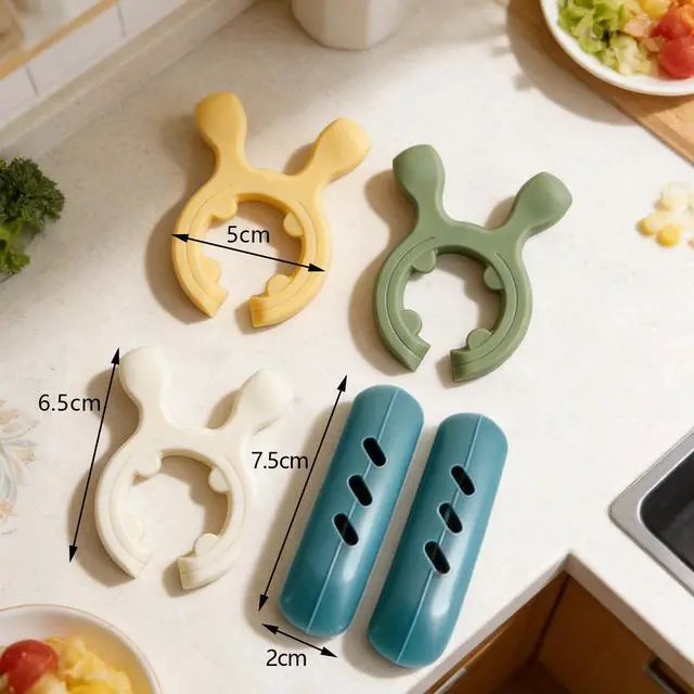 Alt view image 2 of 7 - 6PCS Silicone Pot Handle Spatula Rack Heat Resistant Spoon Rest Kitchen Set