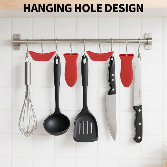Alt view image 5 of 7 - 5pcs Silicone Handle Cover for Lodge Cast Iron Skillets, Includes Pan Grip Handle Cover 2 Assist Pot Holder Sleeves & 2 Grill Scrapers Heat Resistant Dishwasher Safe