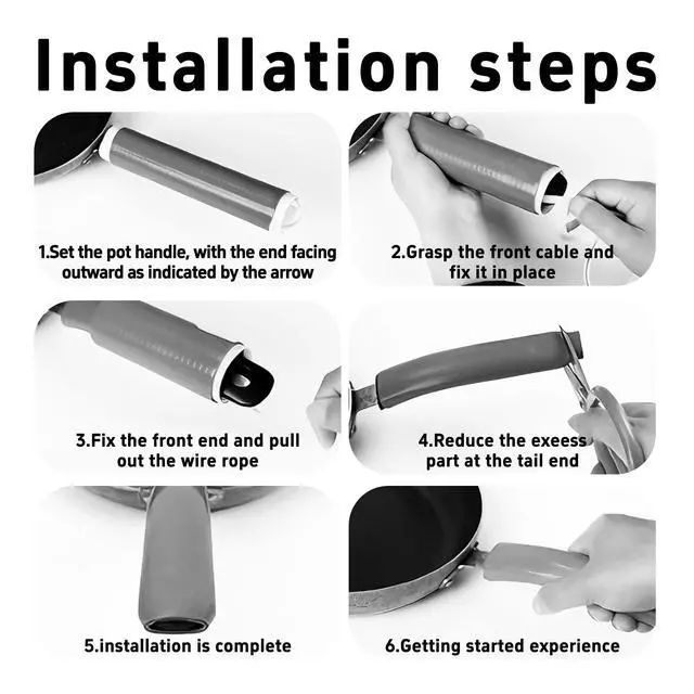 Alt view image 5 of 6 - 4Pcs Silicone Pan Handle Sleeve, Heat-Resistant and Non-Slip Pot Handle Cover for Cast Iron Skillet, Frying Pan, and Kitchen Utensils(S)