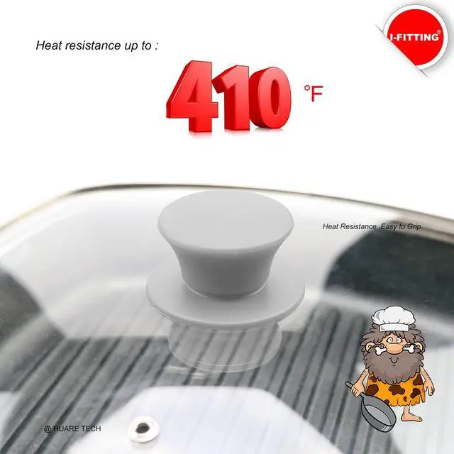 Alt view image 4 of 7 - Universal Pot Pan Lids Replacement Knob, Silicone Heat Resistant Pan Cover Holding Handles, BPA Free, Dishwasher Safe, Fits Skillets and Kitchen Cookware Covers 2Pack White