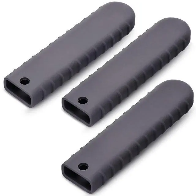 Main image of Cast Iron Handle Cover, Silicone Hot Handle Cover Holder Sleeve for Small Cast Iron Skillet Pot Pan Handle Covers 5.4" x 1.15" x 0.5" (3 Pack)