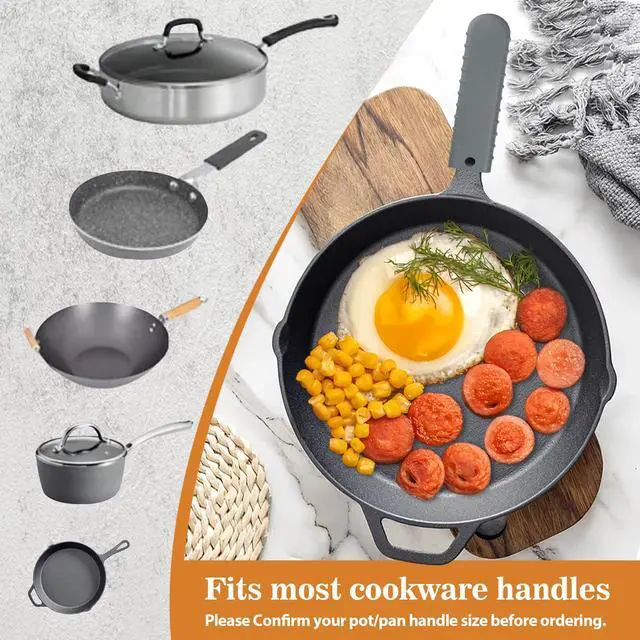 Alt view image 6 of 7 - Cast Iron Handle Cover, Silicone Hot Handle Cover Holder Sleeve for Small Cast Iron Skillet Pot Pan Handle Covers 5.4" x 1.15" x 0.5" (3 Pack)