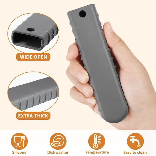 Alt view image 7 of 7 - Cast Iron Handle Cover, Silicone Hot Handle Cover Holder Sleeve for Small Cast Iron Skillet Pot Pan Handle Covers 5.4" x 1.15" x 0.5" (3 Pack)