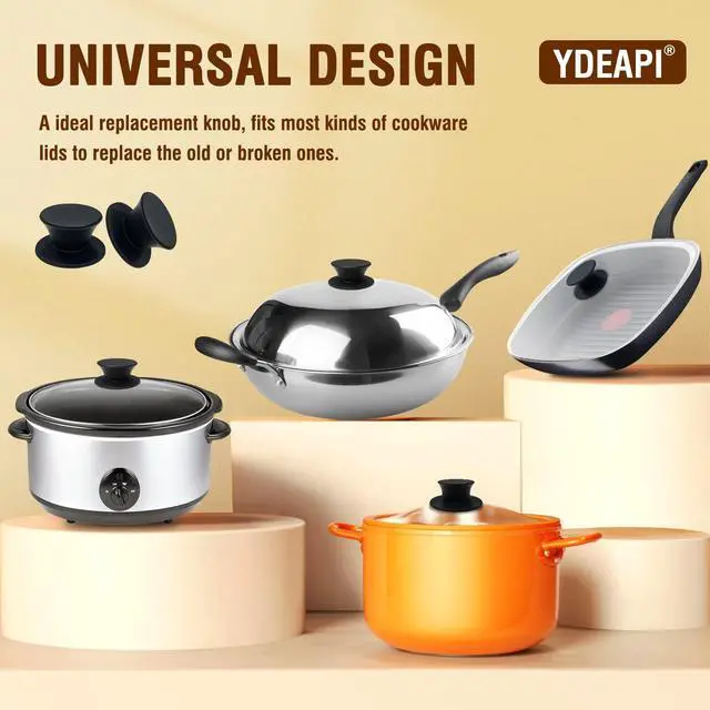 Alt view image 4 of 7 - Universal Pot Lid Replacement Knobs, Silicone Pan Lid Holding Handles, Heat Resistant, Non-Slip Handle for Kitchen Cookware Lids and Covers (2 Packs)