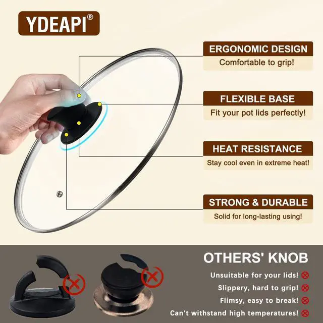 Alt view image 3 of 7 - Universal Pot Lid Replacement Knobs, Silicone Pan Lid Holding Handles, Heat Resistant, Non-Slip Handle for Kitchen Cookware Lids and Covers (2 Packs)