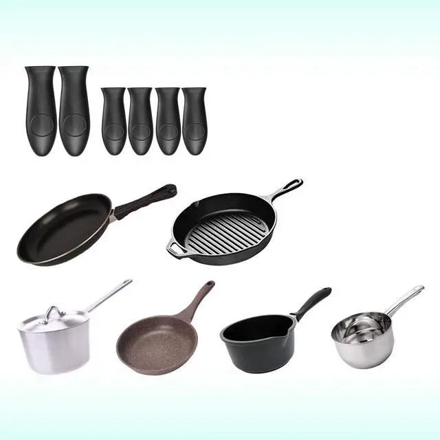Alt view image 2 of 7 - Silicone Hot Handle Holder Small Cast Iron Handle Cover Skillet Handle Cover Griddle Cover Cookware Handles Cover for Frying Pans & Griddles Sleeve Grip Handle Cover Small & Large Black 6 Pcs