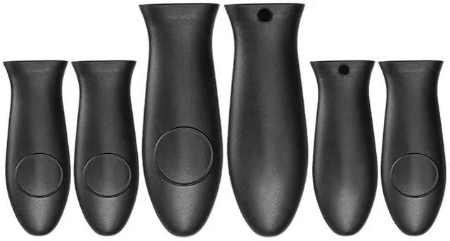 Main image of Silicone Hot Handle Holder Small Cast Iron Handle Cover Skillet Handle Cover Griddle Cover Cookware Handles Cover for Frying Pans & Griddles Sleeve Grip Handle Cover Small & Large Black 6 Pcs