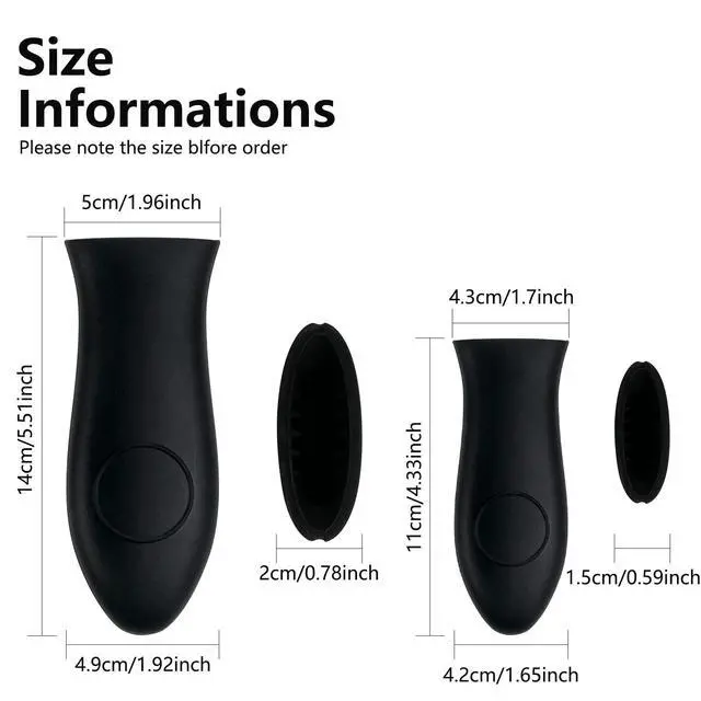 Alt view image 3 of 7 - Silicone Hot Handle Holder Small Cast Iron Handle Cover Skillet Handle Cover Griddle Cover Cookware Handles Cover for Frying Pans & Griddles Sleeve Grip Handle Cover Small & Large Black 6 Pcs