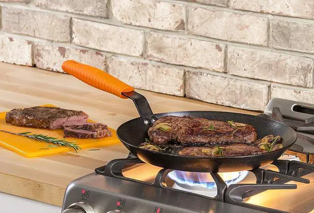 Alt view image 3 of 4 - Silicone Hot Handle Holder - Dishwasher Safe Hot Handle Holder Designed for Lodge Carbon Steel Pan Products - Reusable Heat Protection Up to 500° - Black