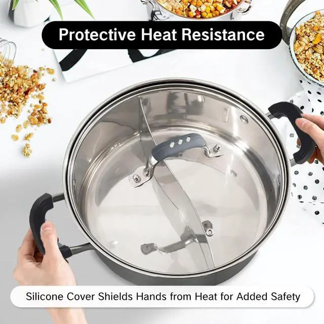 Alt view image 3 of 7 - Packs Silicone Pot Handle Cover for Slow Cooker Heat-Resistant Grip Sleeve Anti-Scalding Insulation Cover for Pots Pans Oven Teapot and Cast Iron Cookware(Black)