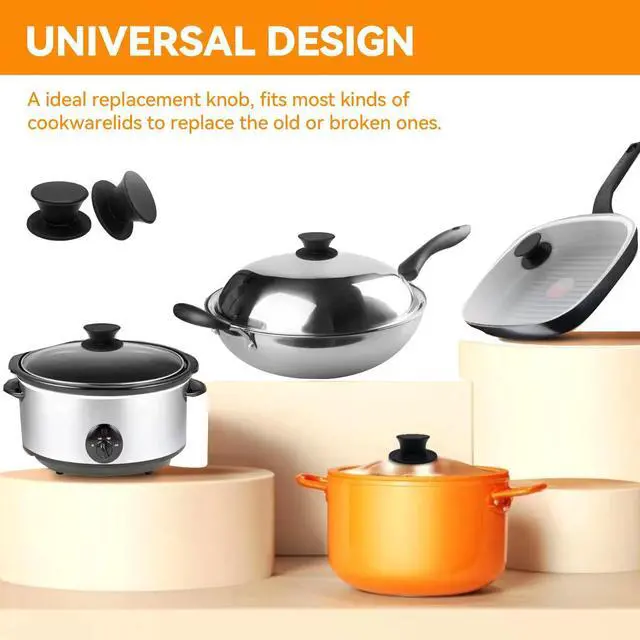 Alt view image 4 of 7 - 2 Pcs Universal Pot Lid Replacement Knobs, Silicone Heat Resistant Pan Cover Holding Handles, Great for Slow Cookers, Skillets and Kitchen Cookware Lids and Covers