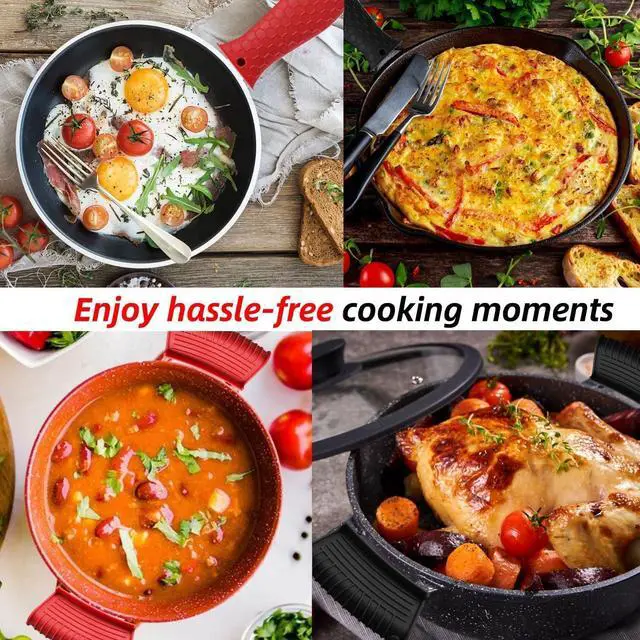 Alt view image 6 of 7 - Silicone Assist Hot Pan Handle Holder Hot Skillet Handle Covers Pot Holder Sleeve Cast Iron Skillets Nonslip Heat Resistant for Enameled Griddles Casserole Frying Pans Cookware(4PACK/Black)