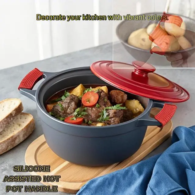 Alt view image 2 of 7 - Pcs Silicone Assist Hot Pan Handle Holder, Hot Skillet Handle Covers, Pot Holder Sleeve, Non-Slip Heat Resistant Pan Grip Cover for Cast Iron Woks Frying Pans Griddles Casserole - Red