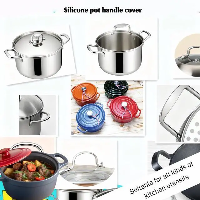 Alt view image 6 of 7 - Pcs Silicone Assist Hot Pan Handle Holder, Hot Skillet Handle Covers, Pot Holder Sleeve, Non-Slip Heat Resistant Pan Grip Cover for Cast Iron Woks Frying Pans Griddles Casserole - Red