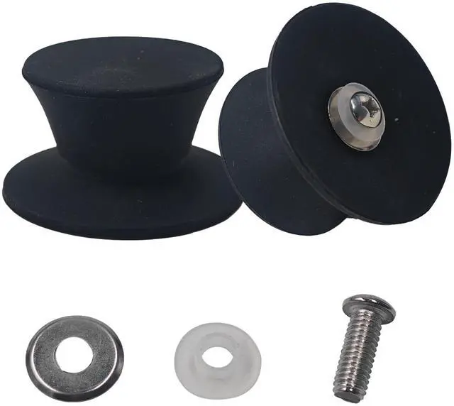 Main image of 2Pcs Universal Silicone Pot Lid Replacement Knob, Heat Resistant Pan Lid Holding Handle, Non-Slip Handle for Slow Cookers, Skillets, and Kitchen Cookware Covers (Black)