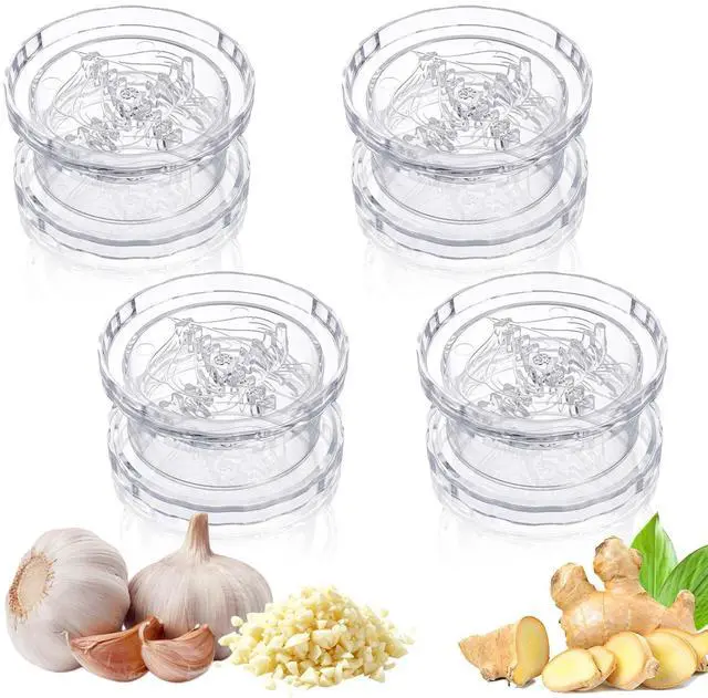 Main image of 4PCS Garlic Presses Clear Plastic Garlic, Dishwasher Safe & Easy to Clean Rotary Chopper for Kitchen