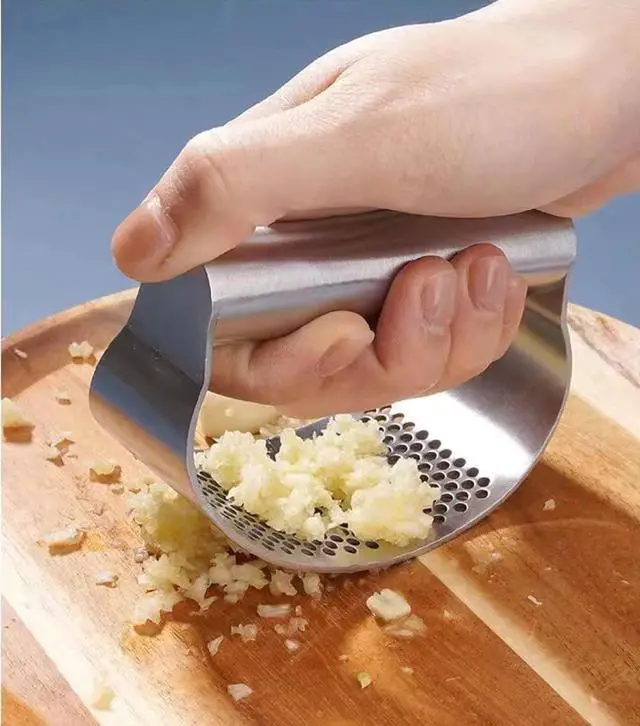 Alt view image 2 of 7 - Garlic press kitchen tool garlic peeler professional ginger crusher ergonomic labor-saving crusher garlic press rocker stainless steel