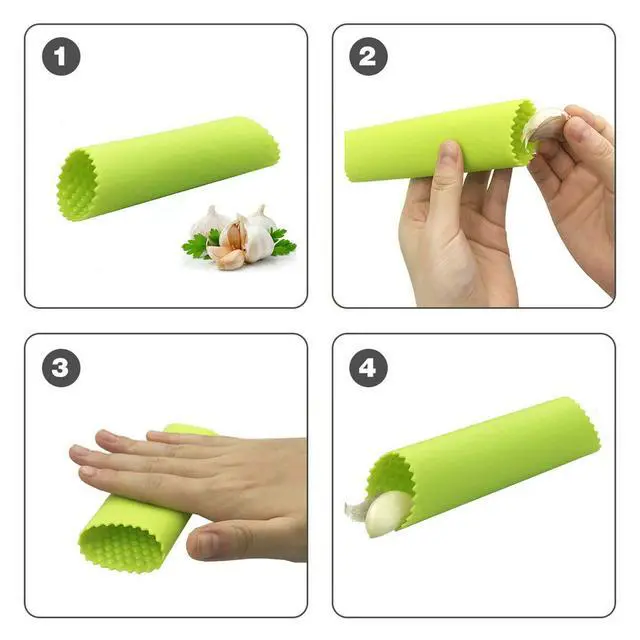 Alt view image 4 of 7 - Garlic Press Rocker, Stainless Steel Garlic Mincer Garlic Crusher, Garlic Chooper with Peeler and Scraper Brush, Garlic Press with Ergonomic Handle, Innovative Kitchen Gadgets