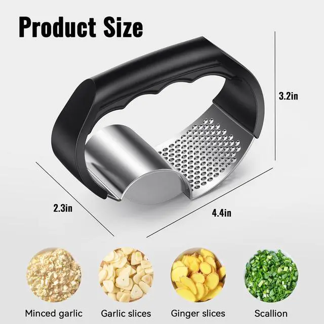 Alt view image 3 of 7 - Garlic Press Rocker Stainless Steel Garlic Crusher, 2-in-1 Easy Kitchen Gadget for Effortless Smashing
