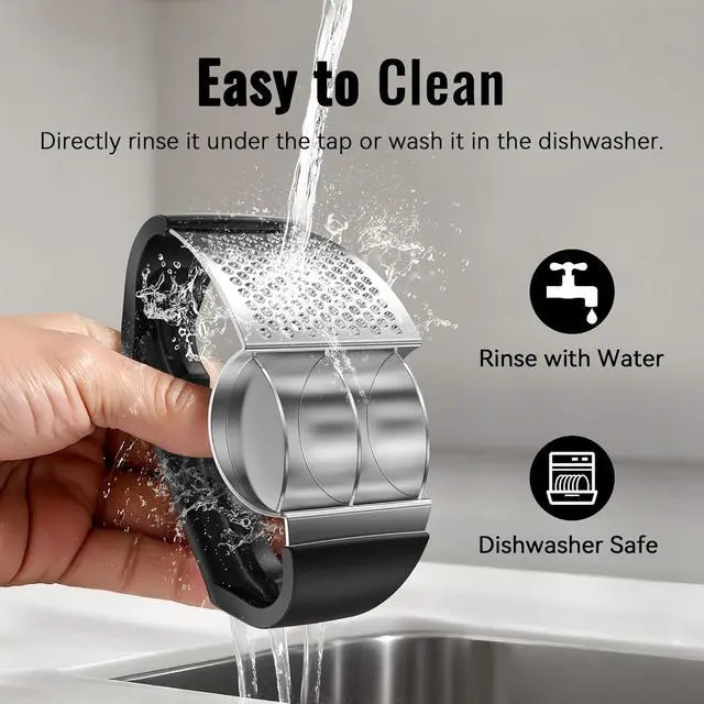 Alt view image 7 of 7 - Garlic Press Rocker Stainless Steel Garlic Crusher, 2-in-1 Easy Kitchen Gadget for Effortless Smashing
