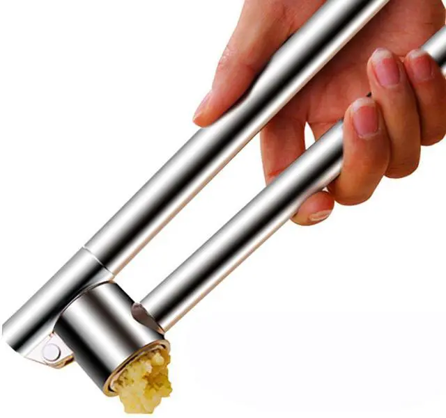 Main image of Stainless Steel Garlic Press Extended Handle Heavy Duty Garlic Mincer and Crusher Manual Kitchen Tool