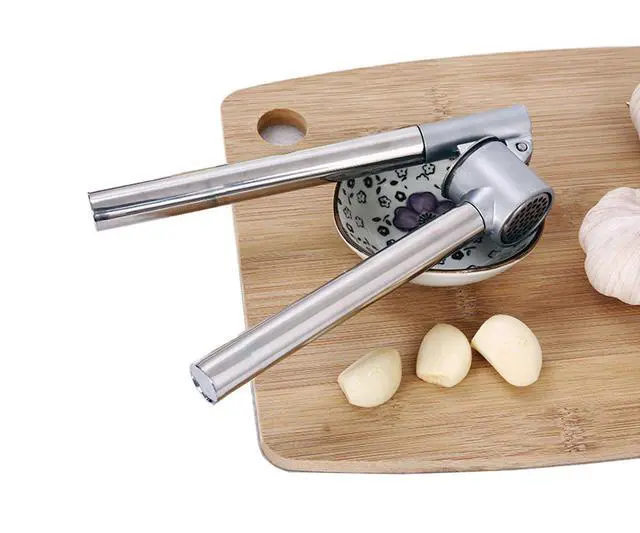 Alt view image 6 of 7 - Stainless Steel Garlic Press Extended Handle Heavy Duty Garlic Mincer and Crusher Manual Kitchen Tool