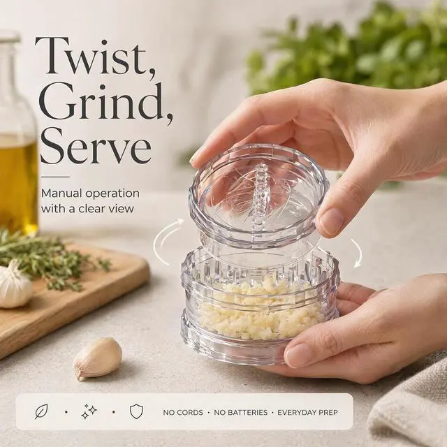 Alt view image 2 of 4 - 1PCS Clear Manual Garlic Twister and Ginger Mincer Tool,multi-functional Mincer & Grinder for Garlicfor Garlic, Onion, Ginger