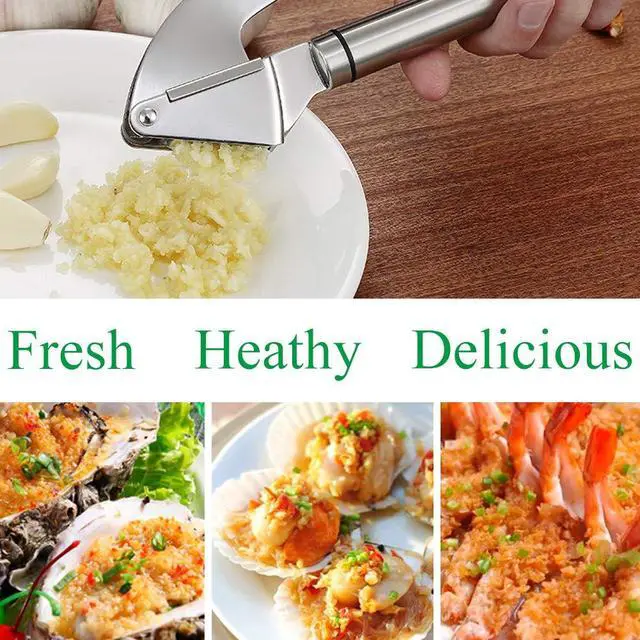 Alt view image 5 of 7 - Premium Garlic Press Set - Large Capacity Stainless Steel Mincer, Crusher & Peeler, Ergonomic Design, Rust Roof, Easy Clean & Dishwasher Safe