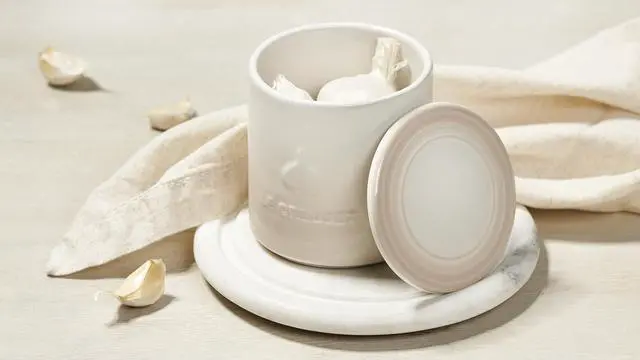 Alt view image 2 of 2 - Stoneware Garlic Keeper, 14 oz., White