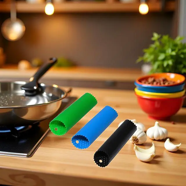 Alt view image 3 of 7 - 3 Pcs Garlic Peeler Skin Remover Roller Keeper,Easy Quick to Peeled Garlic Cloves with Best Silicone Tube Roller Garlic Peeling Press Tube Kitchen Tool