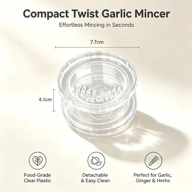 Alt view image 2 of 7 - 2PCS Clear Manual Garlic Twister and Ginger Mincer Tool, Transparent Manual Garlic Twist, Compact Garlic Mincer Tool for Garlics, Ginger, Onion, Nuts, Herbs, Impact Resistant Kitchen Gadget