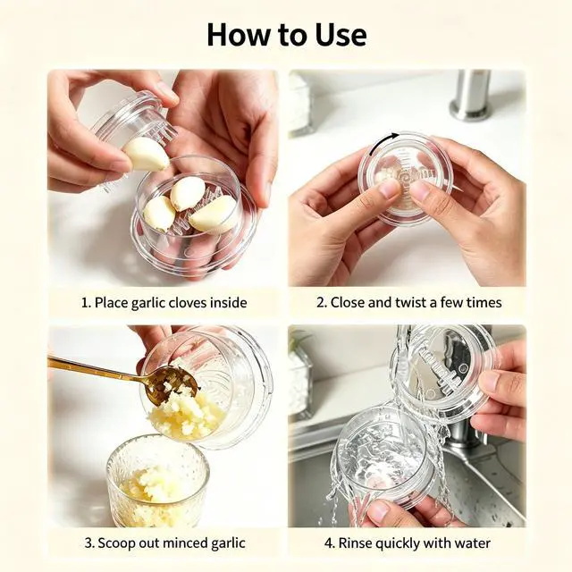 Alt view image 5 of 7 - 2PCS Clear Manual Garlic Twister and Ginger Mincer Tool, Transparent Manual Garlic Twist, Compact Garlic Mincer Tool for Garlics, Ginger, Onion, Nuts, Herbs, Impact Resistant Kitchen Gadget