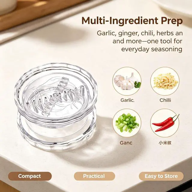 Alt view image 4 of 7 - 2PCS Clear Manual Garlic Twister and Ginger Mincer Tool, Transparent Manual Garlic Twist, Compact Garlic Mincer Tool for Garlics, Ginger, Onion, Nuts, Herbs, Impact Resistant Kitchen Gadget