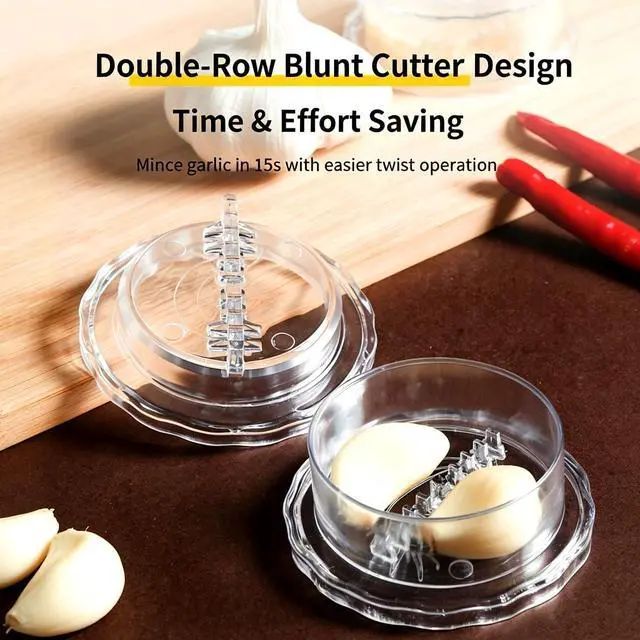 Alt view image 6 of 7 - 2PCS Clear Manual Garlic Twister and Ginger Mincer Tool, Transparent Manual Garlic Twist, Compact Garlic Mincer Tool for Garlics, Ginger, Onion, Nuts, Herbs, Impact Resistant Kitchen Gadget