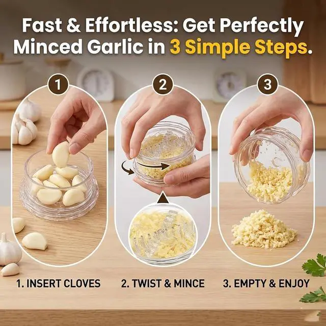 Alt view image 2 of 6 - 2PCS Clear Manual Garlic Twister and Ginger Mincer Tool, Manual Garlic Twister and Mincer, Garlic Crusher, Compact Garlic Mincer Tool, Ginger, Herbs (White-2PC)
