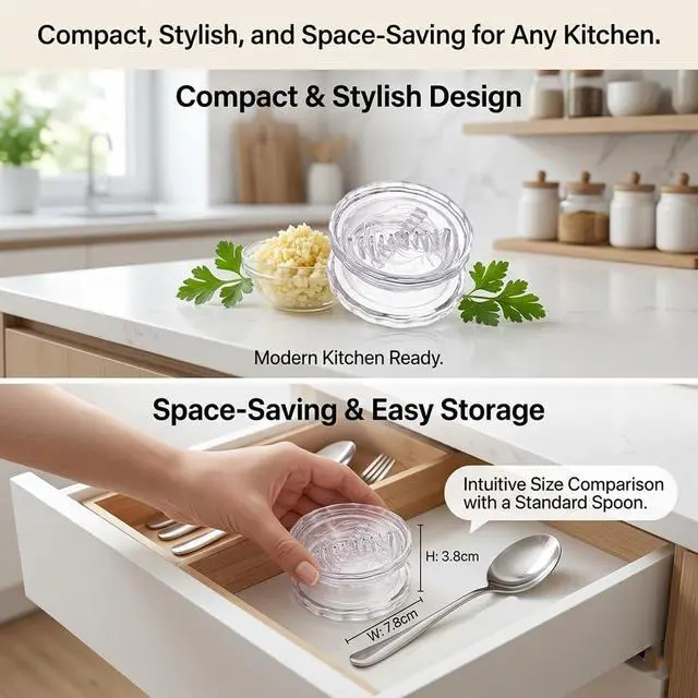 Alt view image 4 of 6 - 2PCS Clear Manual Garlic Twister and Ginger Mincer Tool, Manual Garlic Twister and Mincer, Garlic Crusher, Compact Garlic Mincer Tool, Ginger, Herbs (White-2PC)