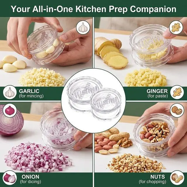 Alt view image 6 of 6 - 2PCS Clear Manual Garlic Twister and Ginger Mincer Tool, Manual Garlic Twister and Mincer, Garlic Crusher, Compact Garlic Mincer Tool, Ginger, Herbs (White-2PC)