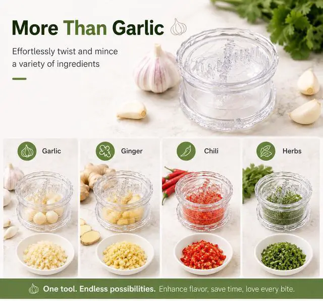 Alt view image 4 of 7 - 2PCS Clear Manual Garlic and Ginger Twister Mincer Tool