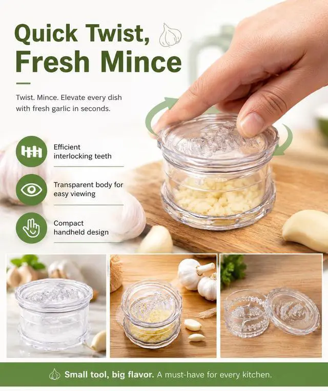 Alt view image 2 of 7 - 2PCS Clear Manual Garlic and Ginger Twister Mincer Tool