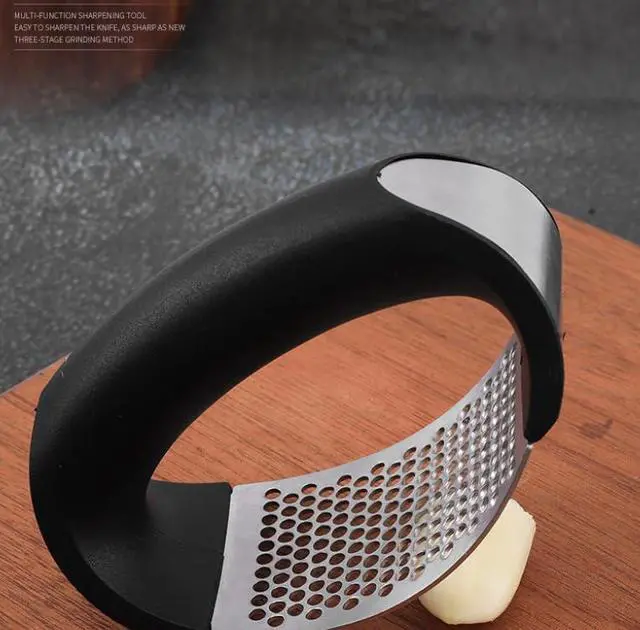 Alt view image 2 of 3 - Heavy-Duty Stainless Steel Garlic Press, Manual Garlic Crusher, Paddle-Style Garlic Paste Maker