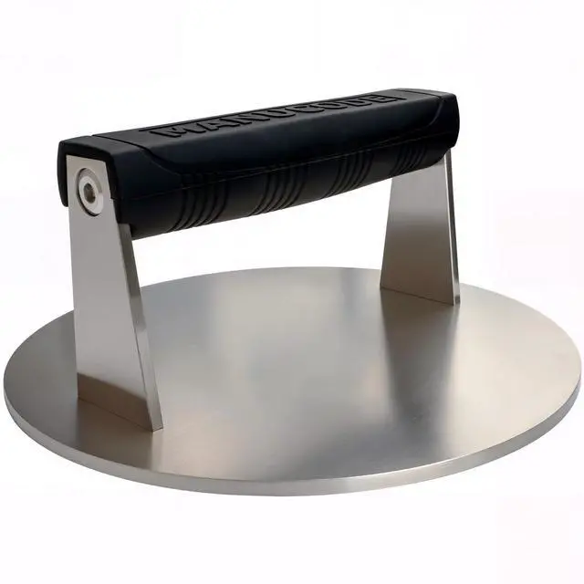 Main image of Stainless Steel Burger Smasher 3.25 LB 8 Inch Steak Weight for Smash Burgers, Bacon, Sandwiches | Dishwasher Safe, Preheatable Protein Press with Silicone Handle | Commercial BBQ Tool